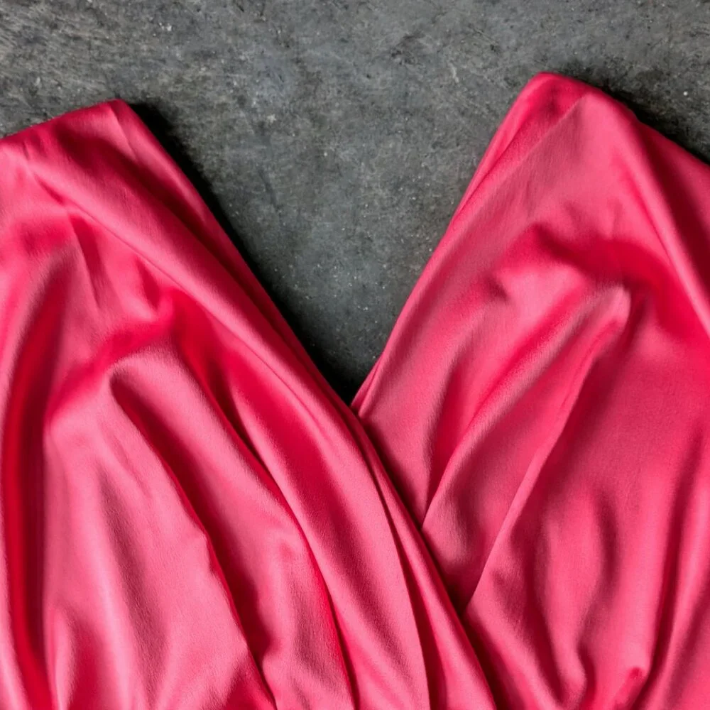 ASOS Design Curve Pink Satin Batwing Mini Dress size US 16 - Picture 4 of 10